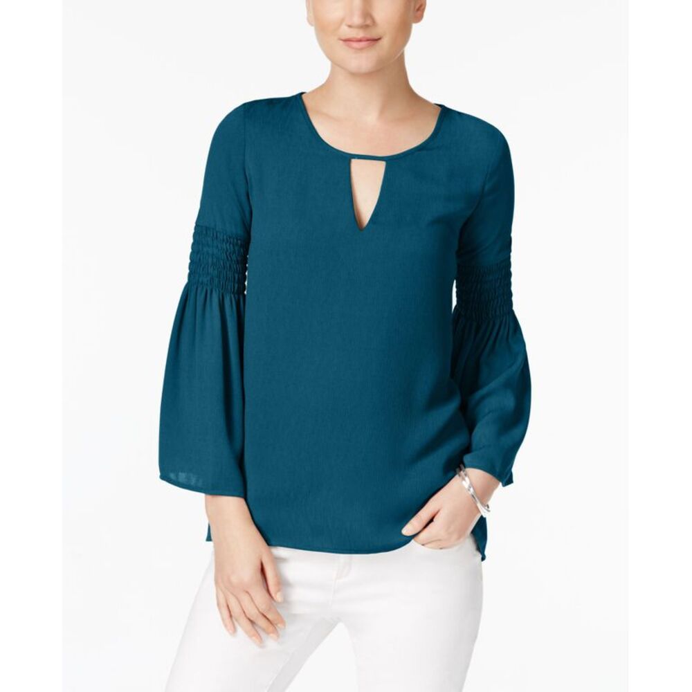 NY Collection Petite Bell Sleeve Keyhole Top